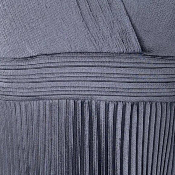 NEW BA&SH Womens Maxi Dress Marine Blue Size S Woopy Pleated V-Neck Navy - Picture 7 of 10